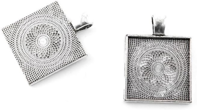 Jewelry Making Charms Retro Silver Tone for Necklace Pendant Bracelet Findings Vintage Bijoux Breloques Bulk I4VQ8 Square Cabochon Base Blank