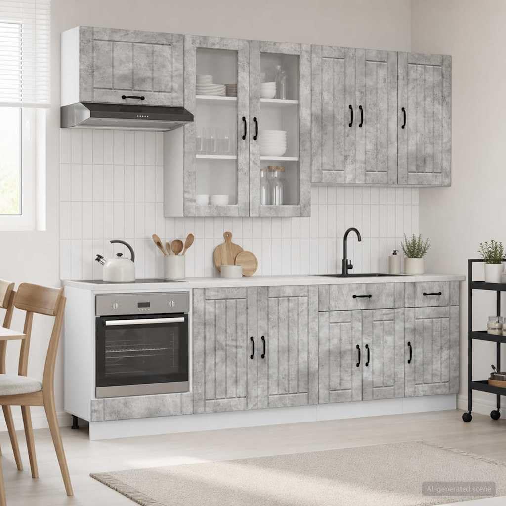 Cucina Lucca 8-STK. Set Grigio Cemento in Legno