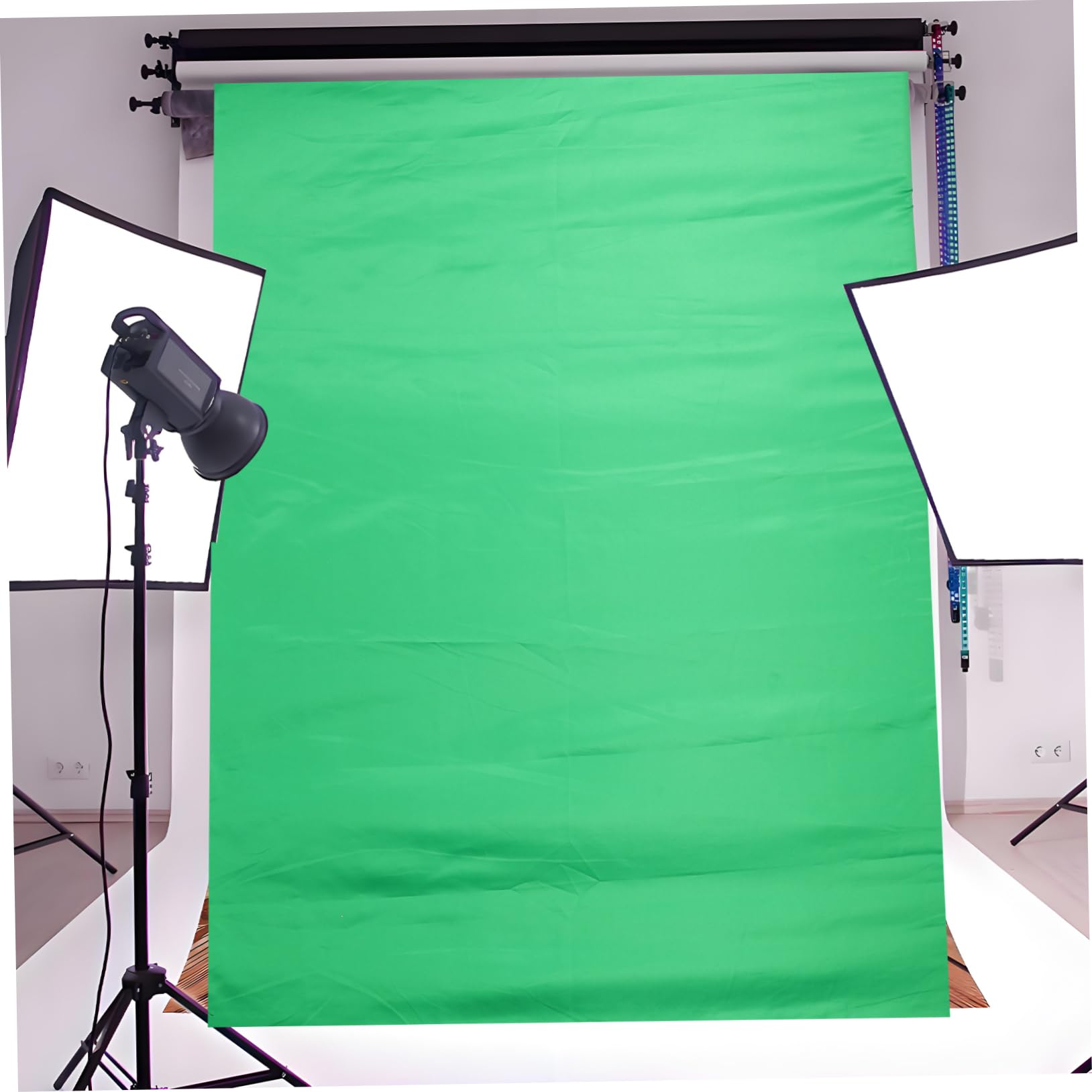 SHINEOFI Sfondo Fotografico Verde in Tessuto Cuciture per Live Streaming e Riprese Video Sfondo Chroma Key Pieghevole e per Studio e Ritratto