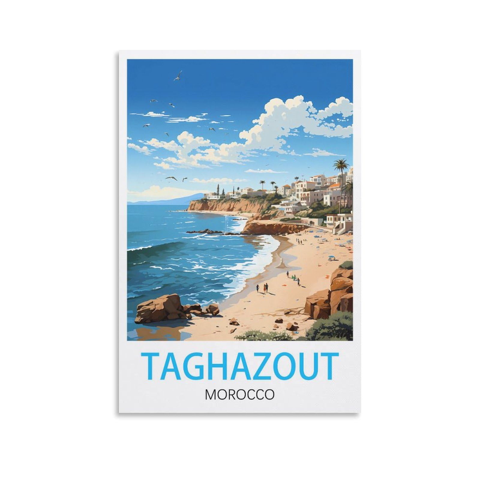 Lhjoiun Unframe-Style Taghazout Morocco Vintage Travel Poster 08X12inch(20X30cm) Art Canvas Print For Living Room Bedroom Home Decoration Modern Art