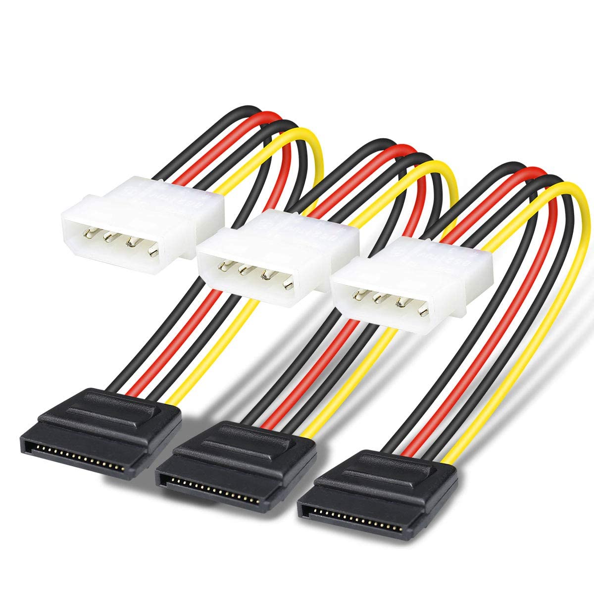 TAAPSEE Molex to SATA Cable, 15 Pin SATA to 4 Pin Molex Power Adapter Cable Cord for SATA Hard Drives and CD ROM Drives - 6 Inches (3 PACK)-image-28