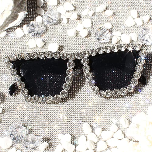 Image of Xpectrum Sparkly Diamond Sunglasses Bling Square Frame Festival Disco Rhinestone Accessories