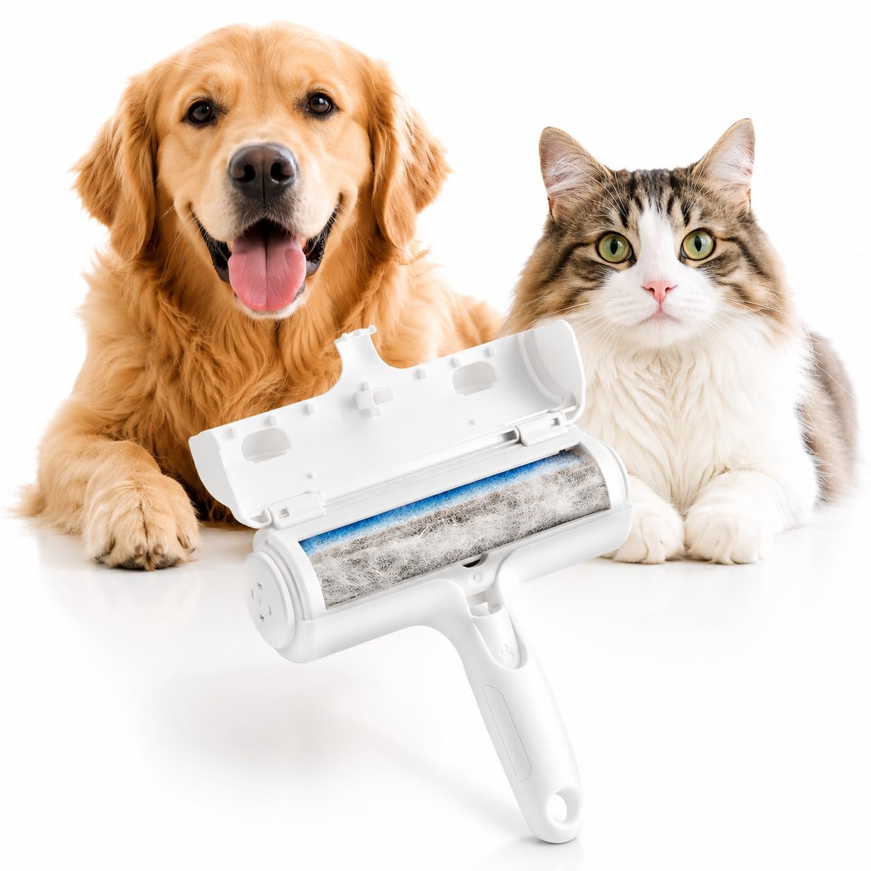 Brosse Anti-Poils Animaux Chat et Chien – Rouleau Réutilisable Épilateur, Enlève Poils sur Canapé, Lit, Tapis, Voiture, Arbre à Chat et Panier