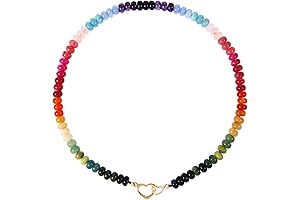 Boho Handmade Beaded Colorful Rainbow Gemstone Necklace for Women