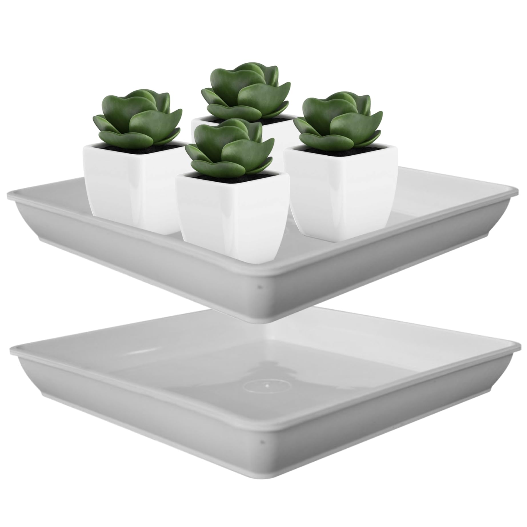 Square Plant Saucer, Square Plant Saucer, 2PCS 10 Inch Thick Plastic Plant Trays, Heavy Duty Plant Water Catcher Tray, Waterproof Flower Pot Saucers for Indoor Outdoor Plant, plastic plant saucer