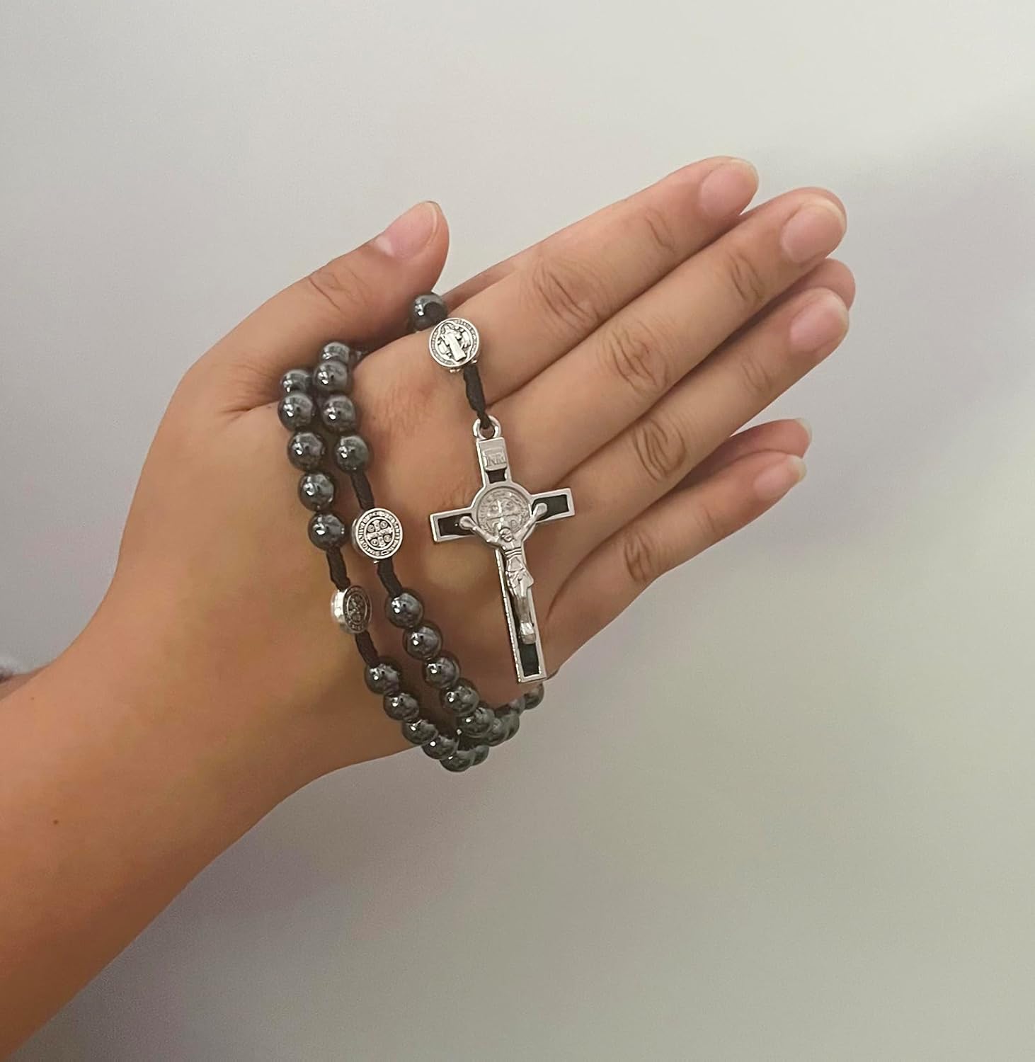 Men's Catholic Hematite Rosary 8MM - Durable Rosary Beads for Prayers, Meditation, and Spiritual Protection, Ideal for Daily Use, Gifts for Baptism, Communion, Wedding - Image 6