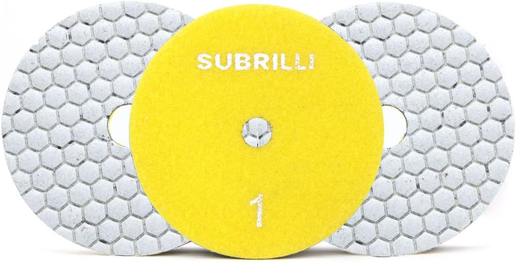 Dry 3 Step Diamond Polishing Pads Kit 4 Inch Backer Pad 5/8“-11 for Granite Quartz Marble Concrete Terrazzo
