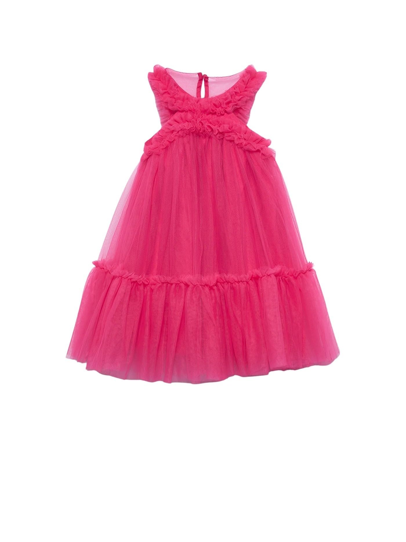 ABEL & Lula Vestido Tul Volantes para niña Fucsia