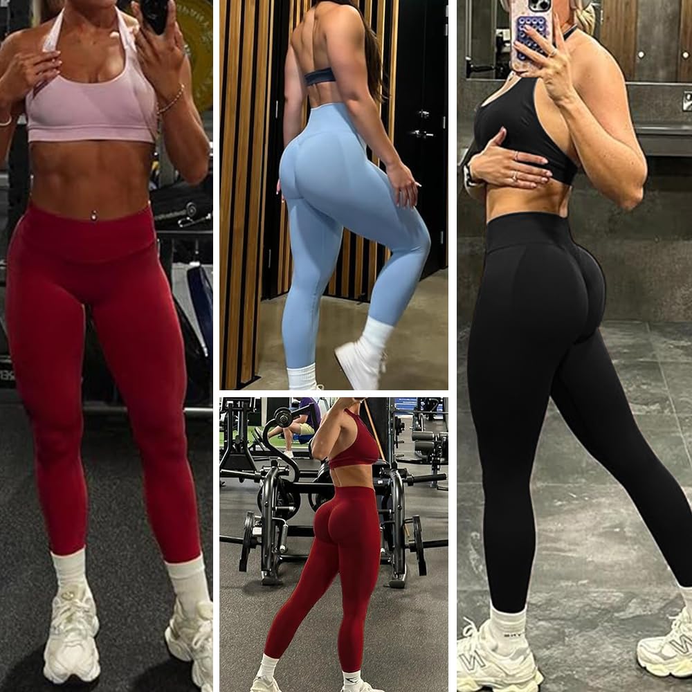 JN JANPRINT Nahtlose Fitness-Sets für Damen, 2-teilig, Neckholder, rückenfrei, Sport-BHs, versteckte Scrunch-Leggings, Yoga-Outfits, Workout-Trainingsanzug