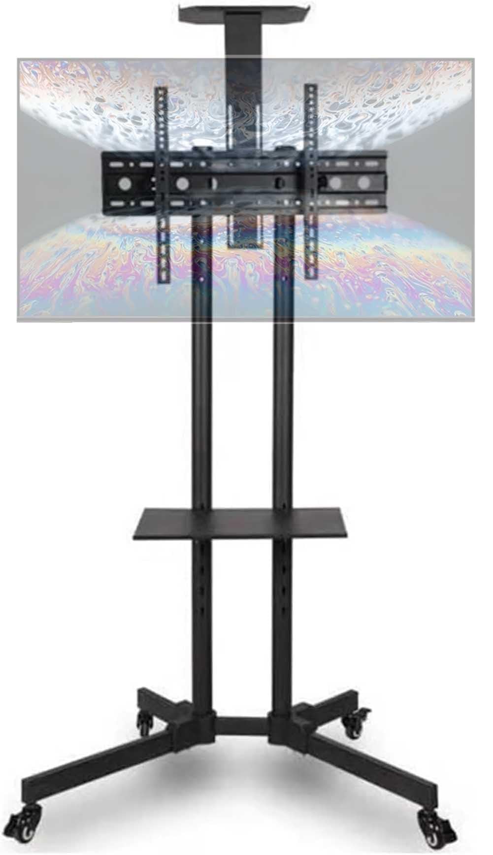 BEONE Moible TV Mount Stand Cart Trolley with Wheels, TV Stand Cart Mobile, Height Ajustable TV Stand Mount for 32"-65" HDR & LCD TV Screens, Black (32-65in)