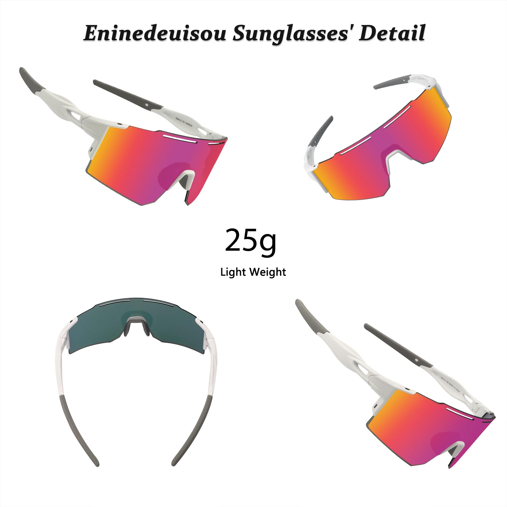 Gafas de sol polarizadas para hombre y mujer, protección UV 400, gafas de protección para deportes al aire libre, ciclismo, conducción, correr, golf, béisbol, deporte (blanco rojo)