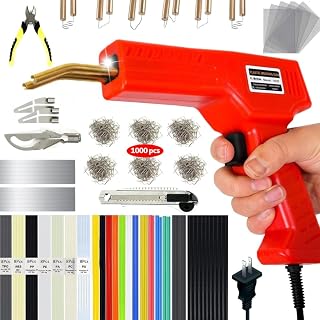 Upgraded 220W Plastic Welder Kit – Bumper Repair Kit with 1000PCS Hot Staples & 92 Plastic Welding Rods (PP, LDPE, TPO), Professional Car Plastic Repair Tool with Mesh, Foil, Smooth & Cutting Heads