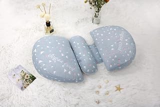Abeigoi Pregnancy Pillow for Side Sleeper Sleeping, Double Wedge Pillow for Maternity, Adjustable Pregnant Women Sleeping Pillow with Belly Waist Back Support, Detachable Pillowcase, Blue Dot