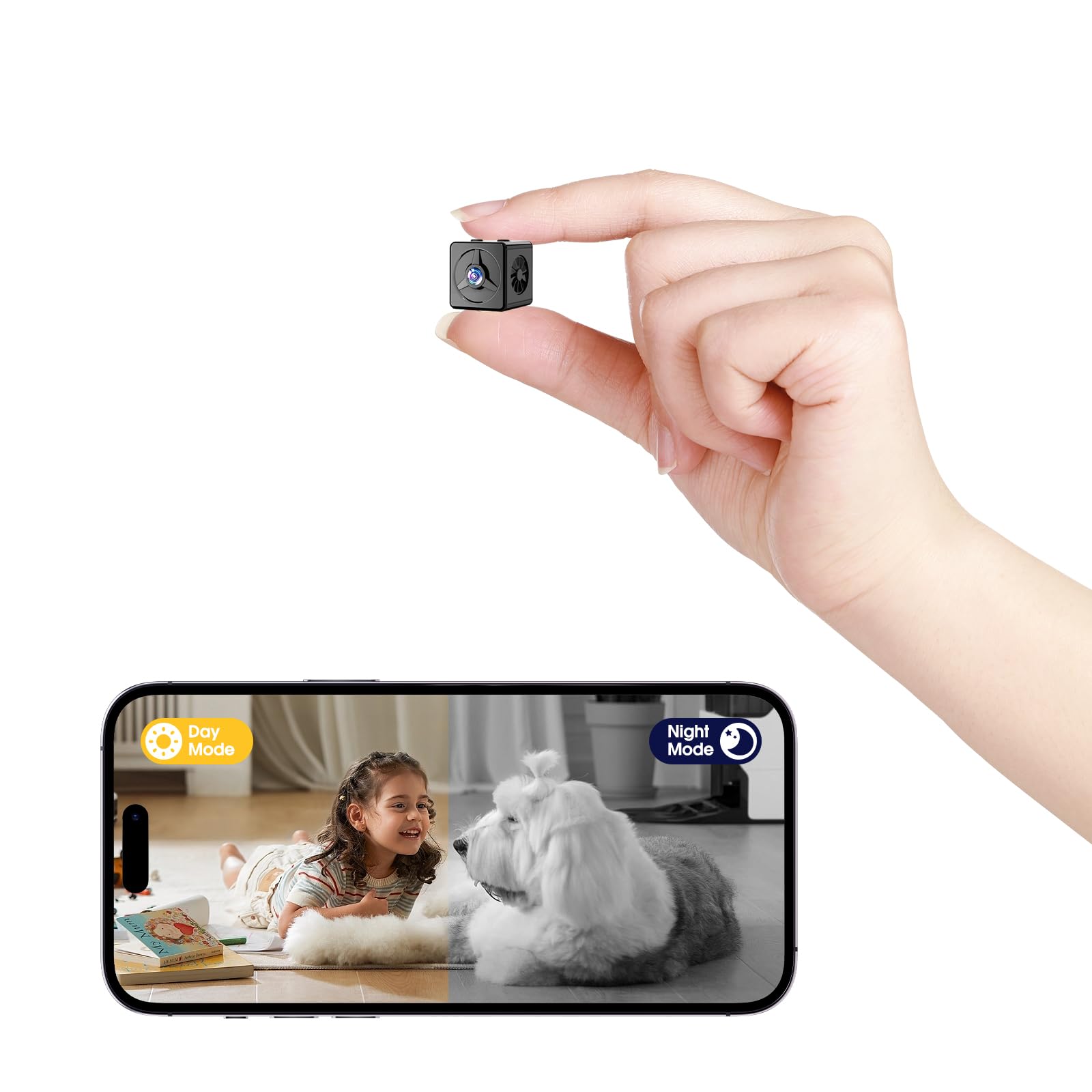 2K HD Mini Hidden Camera WiFi Spy Camera with Invisible Protection Guarding Home and Night Vision Nanny Cam