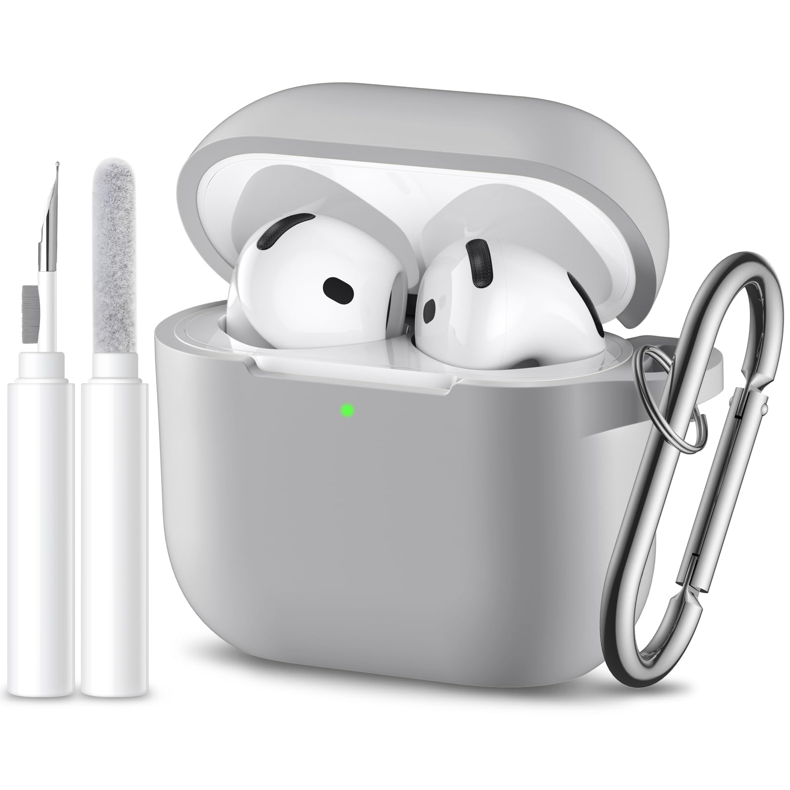 Dgege for Airpods 4th Generation Case Cover(2024),Soft Silicone Full Protective Case for AirPods 4 Case with Keychain & Cleaner Kit,Compatible with