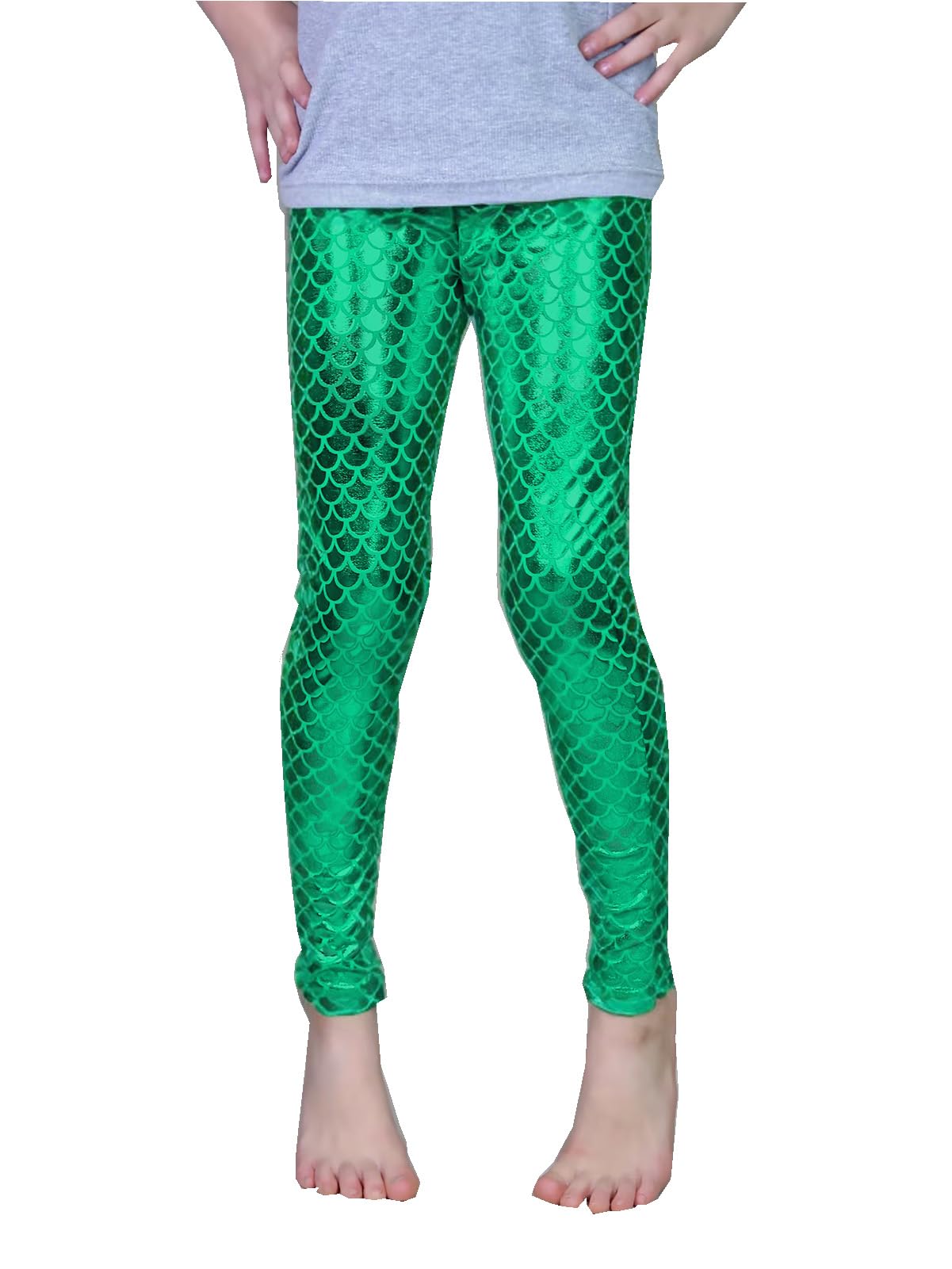 Little Girls Mermaid Scale Leggings Fish Pants 5-6 Years Green