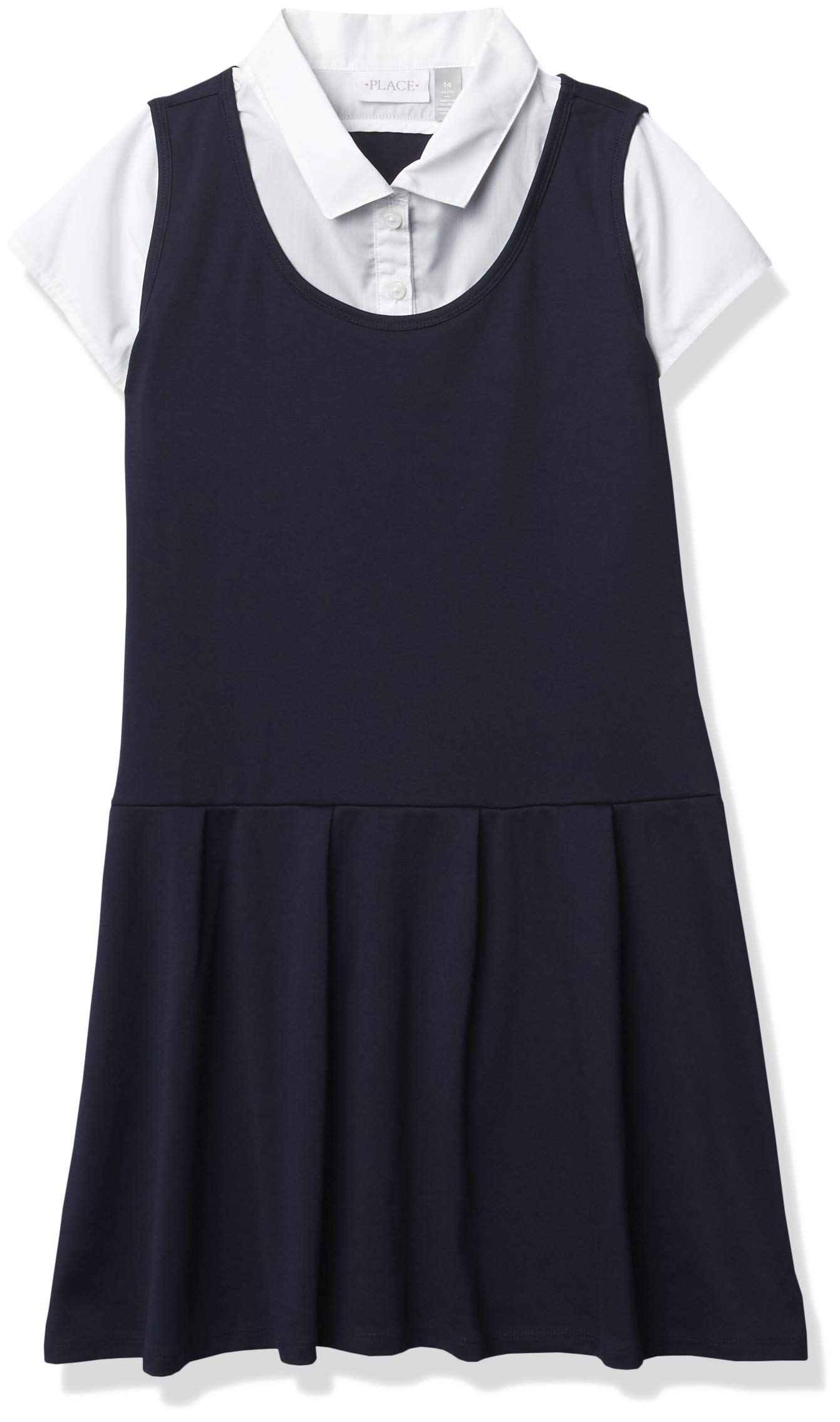 The Childrens Place Girls Uniform Ponte Knit 2 In 1 Dress
