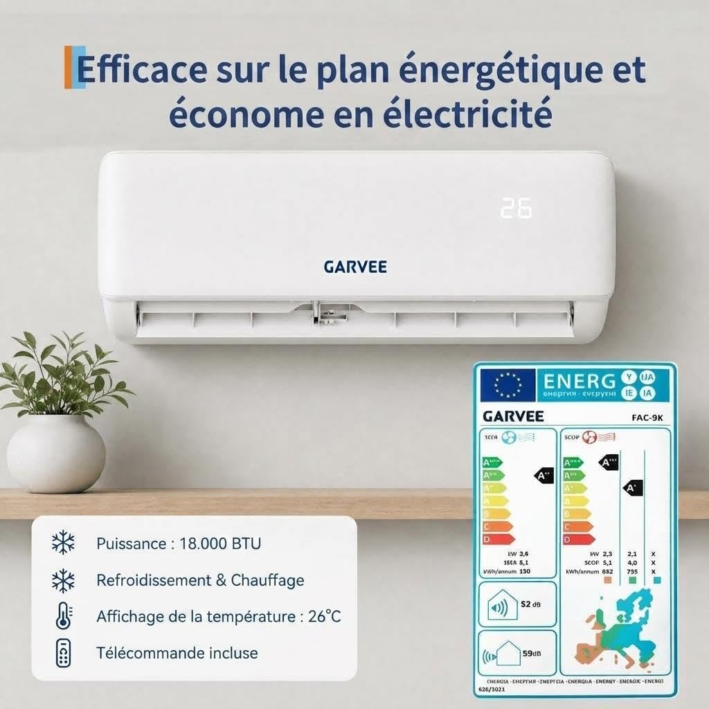 Acekool Climatiseur split peinture murale Inverter 18000 BTU