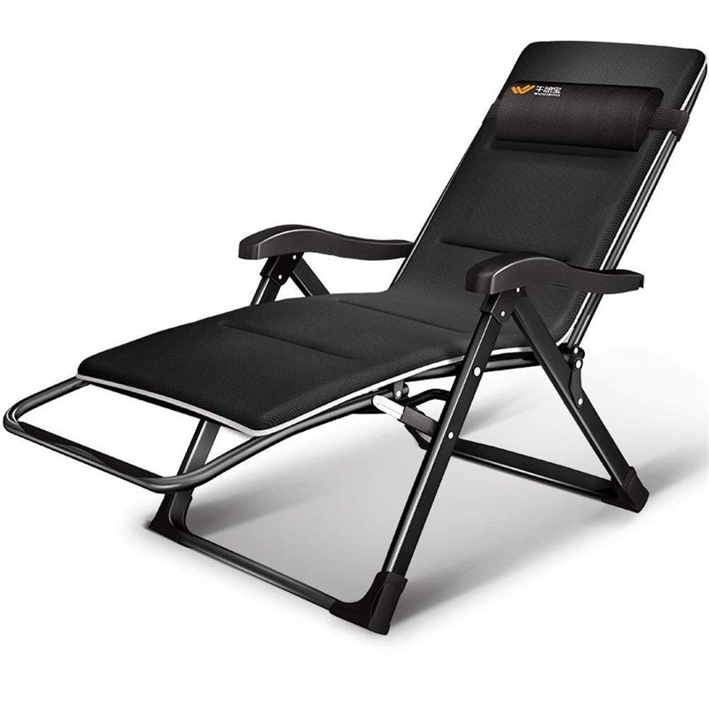 Chaises longues zéro gravité à plat avec finitions matelassées noires