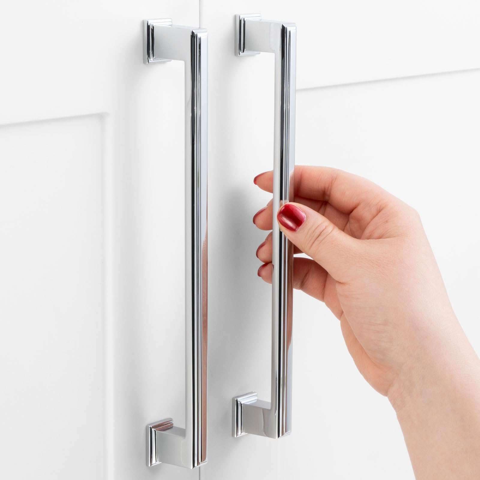 ASKANO 5 Pack 7-1/2 Inch Hole Centers, Polished Chrome Cabinet Pulls Chrome Cabinet Handles Chrome Kitchen Hardware for Cabinets ZP2206 Drawer Bedroom Dresser Bathroom Vanity Cupboard Closet