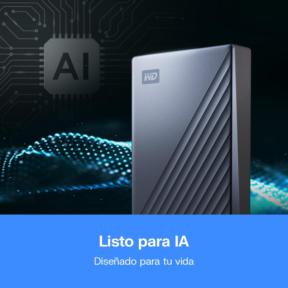 WD 2TBMy Passport Ultra Disco Duro Externo Portátil, USB-C, USB 3.2 Gen 1/USB 3.0, Copia de seguridad y protección con contraseña, Formateado para Windows, Azul