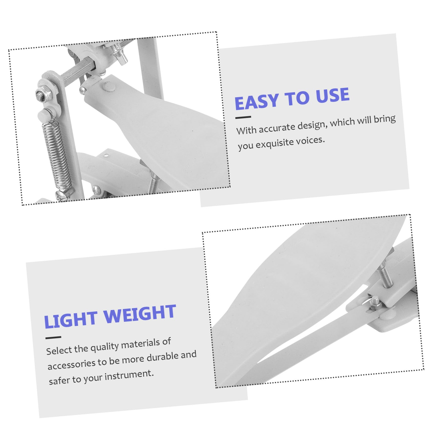 Pedal de Bombo Metálico Plateado para Batería, Práctica y Batería | Accesorio para Batería, Metal, Color Plata, Uso en Bombo y Pedal de Práctica, para Bateristas