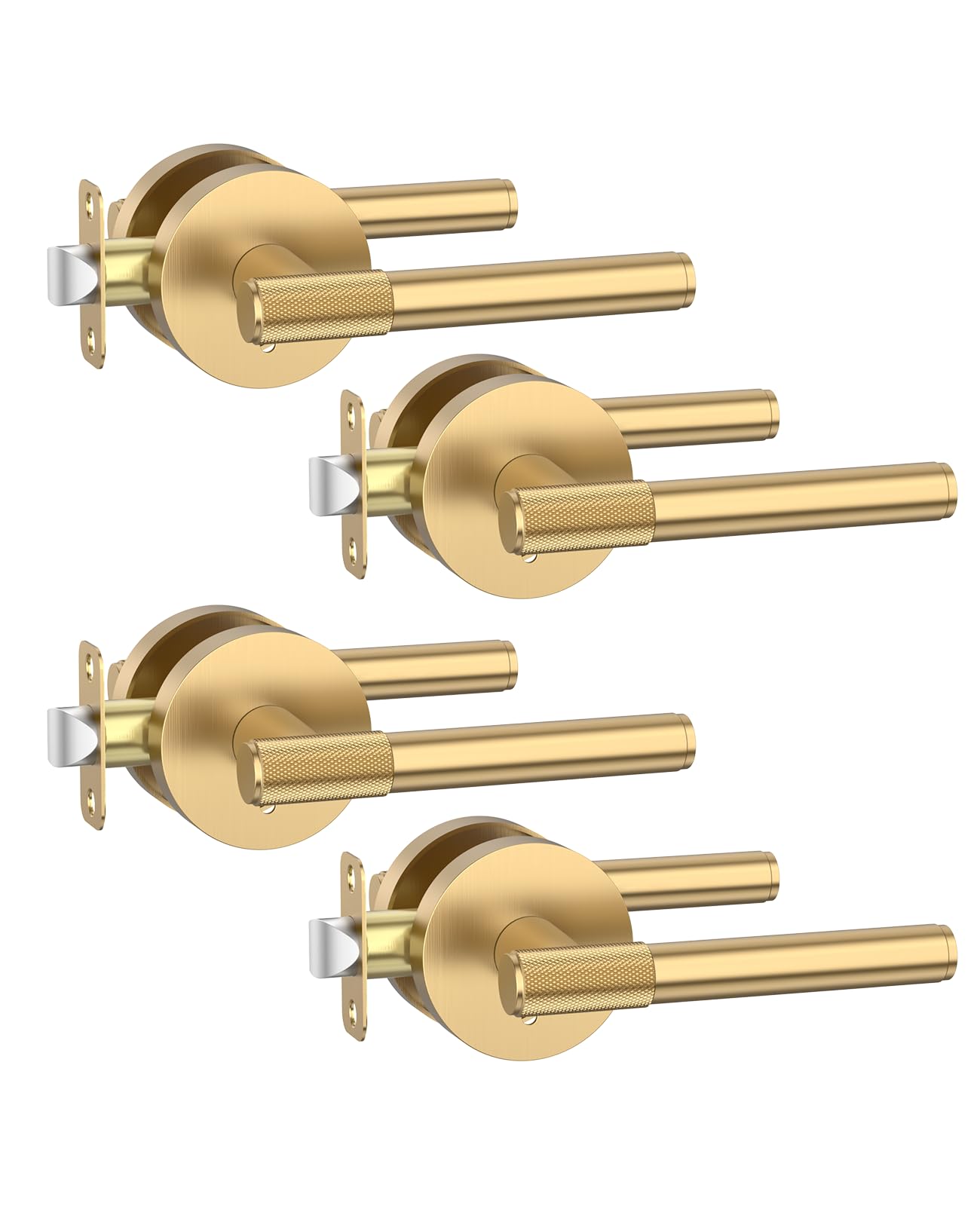 Photo 1 of ***PARTIAL SET - PRICE ADJUSTED*** BASE IS SQUARE, NOT CIRCULAR* Asidrama 3Pack Champagne Bronze Privacy Door Handles, Door Lever with Door Knobs Indoor for Bedroom or Bathroom, Heavy Duty Door Handles Interior with Locks for Left Right Sided Doors
