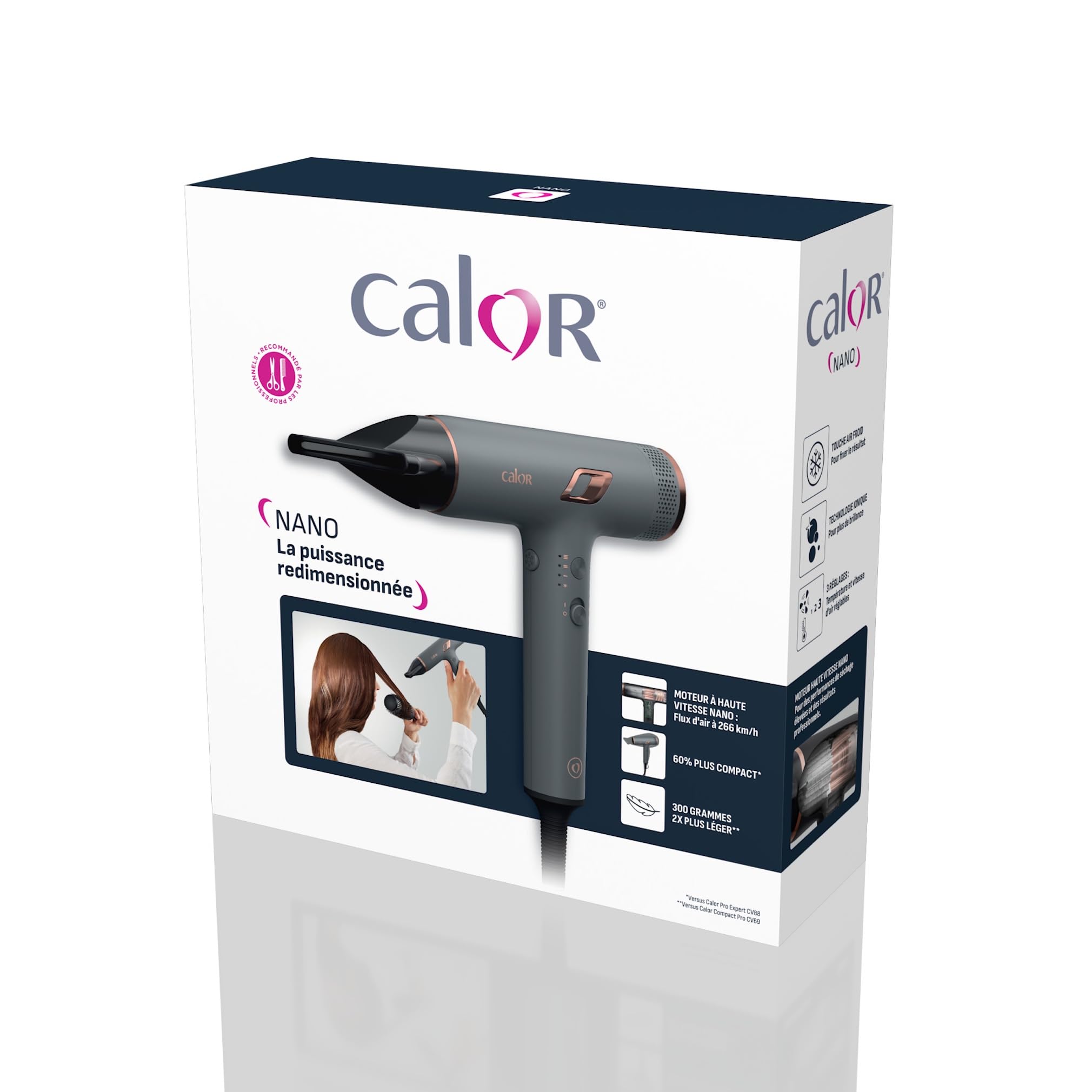 Calor Nano, Sèche-cheveux ultra-léger et compact, Résultat professionnel, Flux d'air puissant, HY8120C0