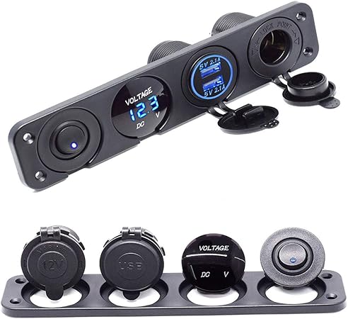 Amazon Maso 4 In 1多機能防水パネルデュアルusbソケット充電器2 1a 2 1a Led電圧計 12v電源 コンセント トラックトレーラーキャンピングカーキャンピングカーマリンボート用オン オフトグルスイッチ 青 シガーソケット充電器 車 バイク Amazon Maso 4 In 1多機能防水パネルデュアルusbソケット充電器2 1a 2 1a Led電圧計 12v電源 コンセント トラックトレーラーキャンピングカーキャンピングカーマリンボート用オン オフトグルスイッチ 青 シガーソケット充電器 車 バイク