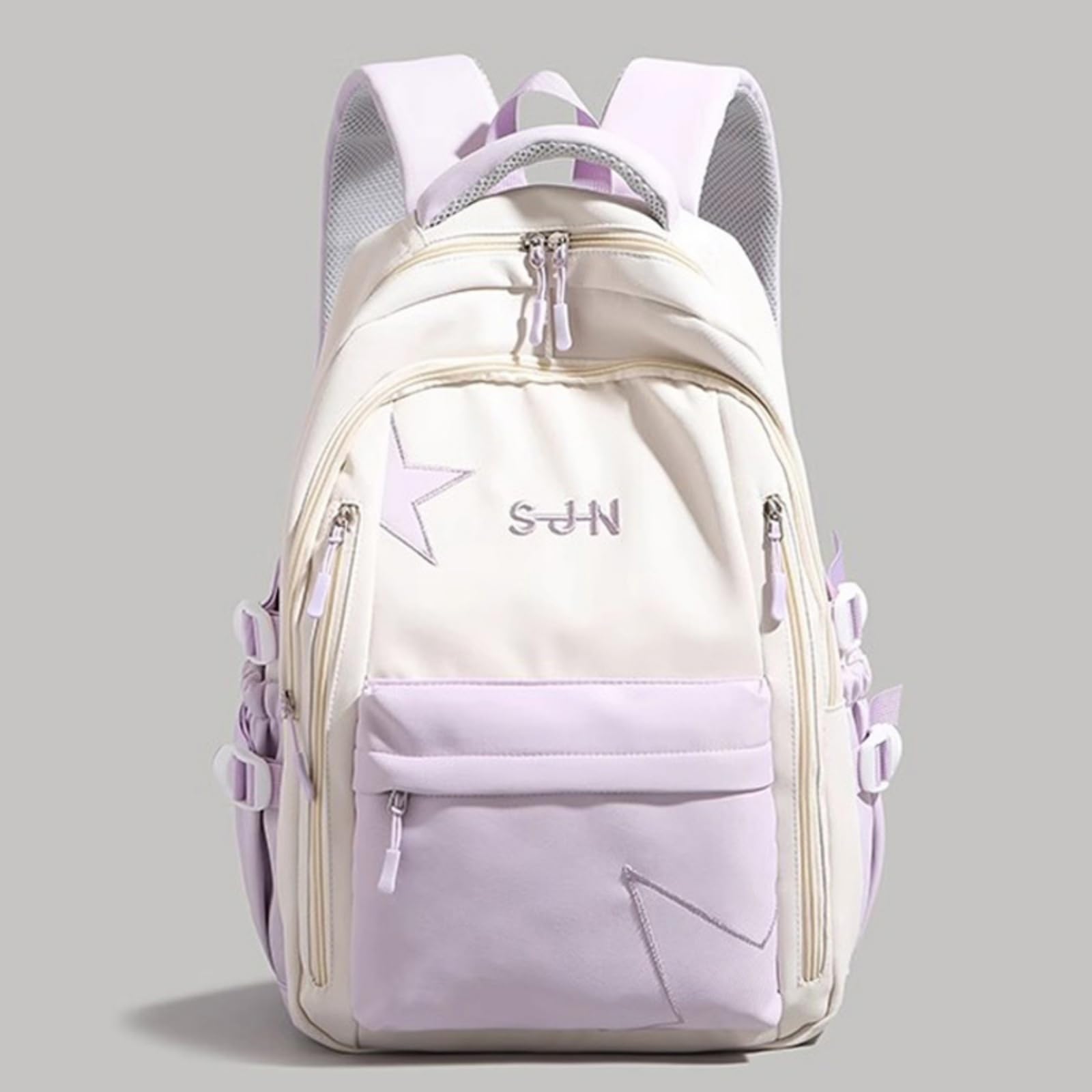 Zaino Star Ricamo Colore Blocco Zaino, Grande capacità Scolastico Casual per L'uso di Viaggio degli Adolescenti-Sky Blue