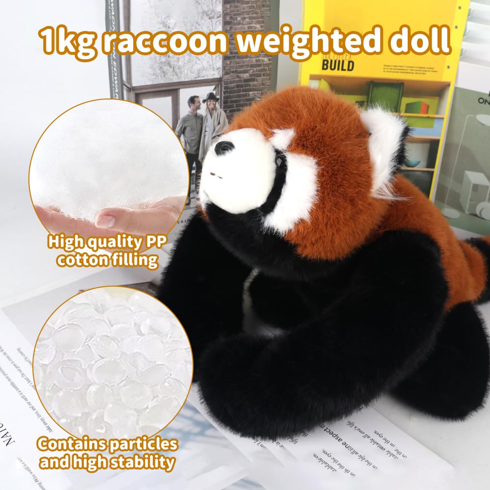 Jonuin Weighted Plush Red Panda, 1KG Weighted Stuffed Animal, 45cm Cute Weighted Teddy - Image 4