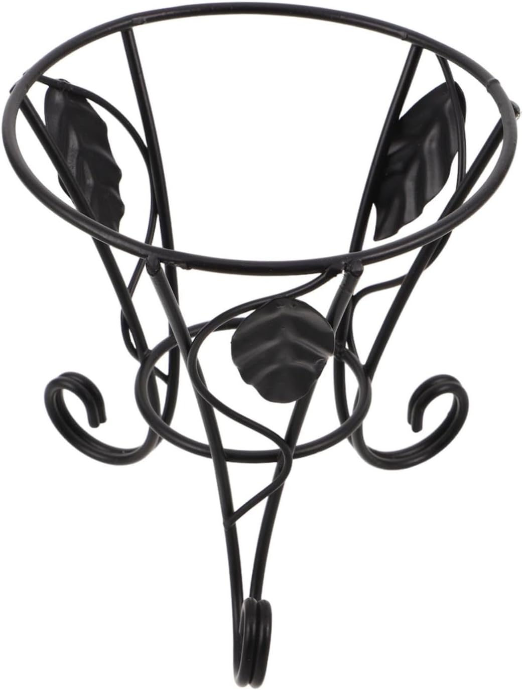 Elegant European Design Bird Bath Stand for Outdoors with Iron Material and Non-slip Tripod Base, Low Maintenance Birdbath Pedestal Base with Leaf Decor, for Garden or Balcony Use