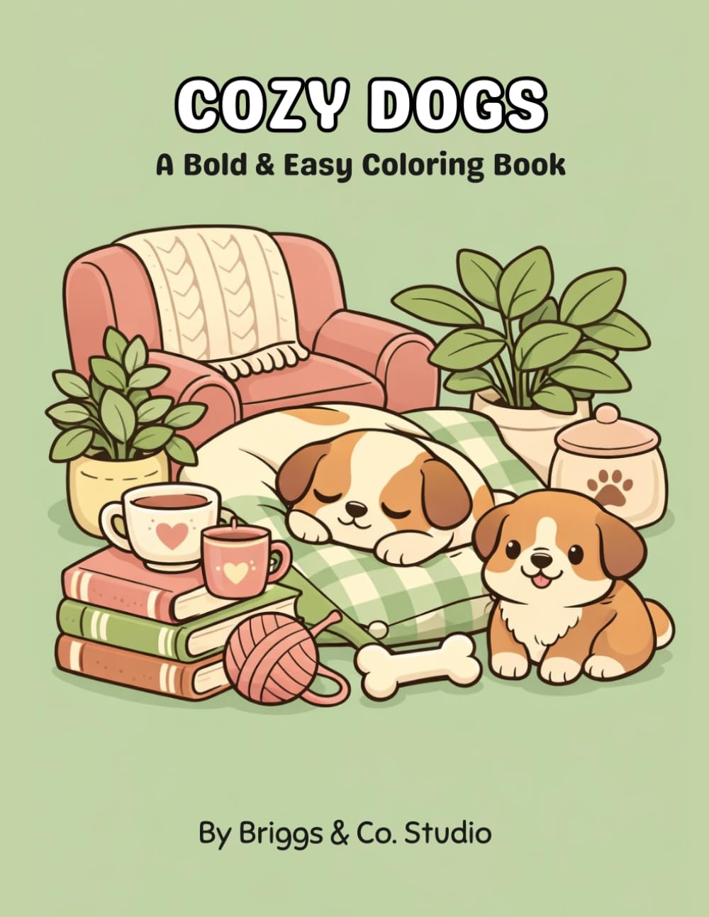 Cozy Dogs: A Bold and Easy Coloring Book for Adults Featuring Simple Puppy Designs for Relaxation and Stress Relief