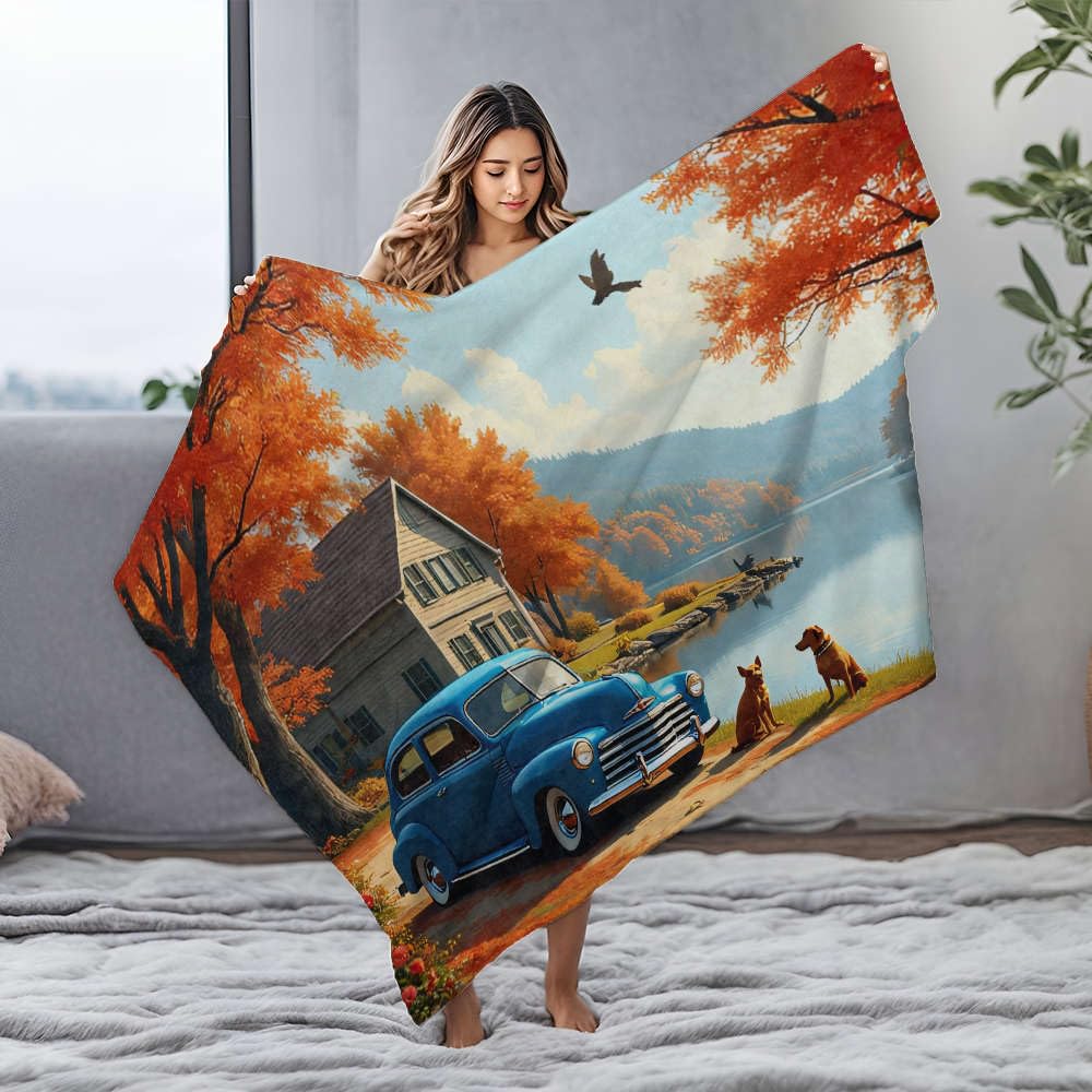 Couverture flanelle chiot anti-froid : protège le canapé avec style vintage 150x200