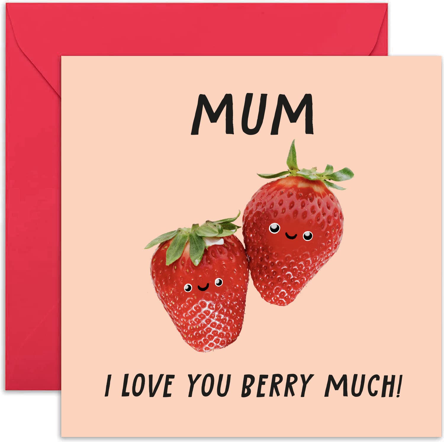 Erdbeer-Geburtstagskarte Für Mama – 'Love You Berry Much' Mit Blanko Innenseite