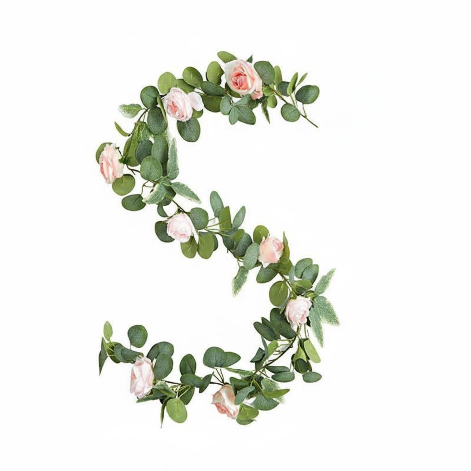 Bendable Artificial Blossom Vine Easy to Hang Wedding Arch Vine Dense Leaves Artificial Eucalyptus Garland Realistic Look for Party, 48 Heads, Rose Light Pink-image-30