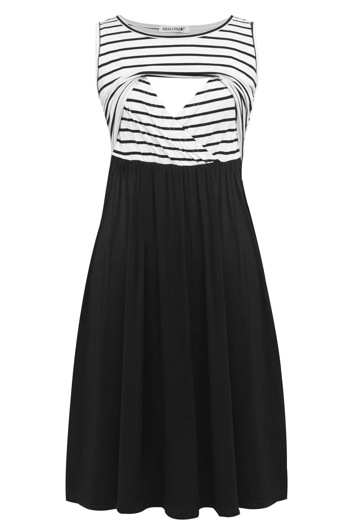 Smallshow Mujer Vestido de Lactancia de Maternidad, en Capas, con Bolsillos - 3