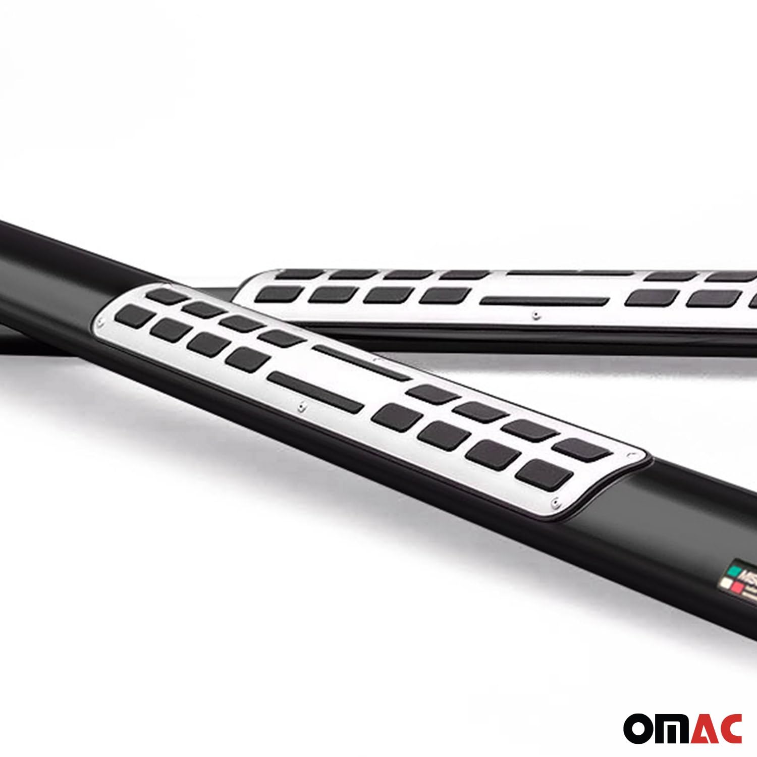 OMAC Acero INOX Faldones Laterales Schwellerrohre Compatible con Ford Ecosport 2013-2017 Negro