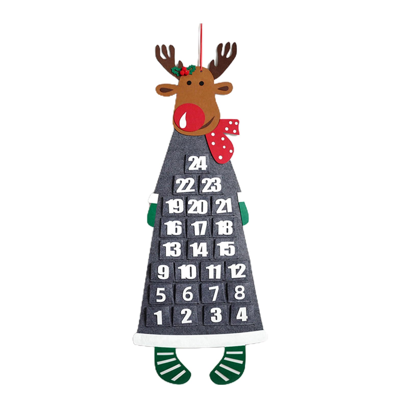 Yhplxyuus Countdown to Christmas Wall Calendar Ornament Santa Elk Felt Advent Calendar Home Wall Hanging Decor New Year Gift Christmas Advent