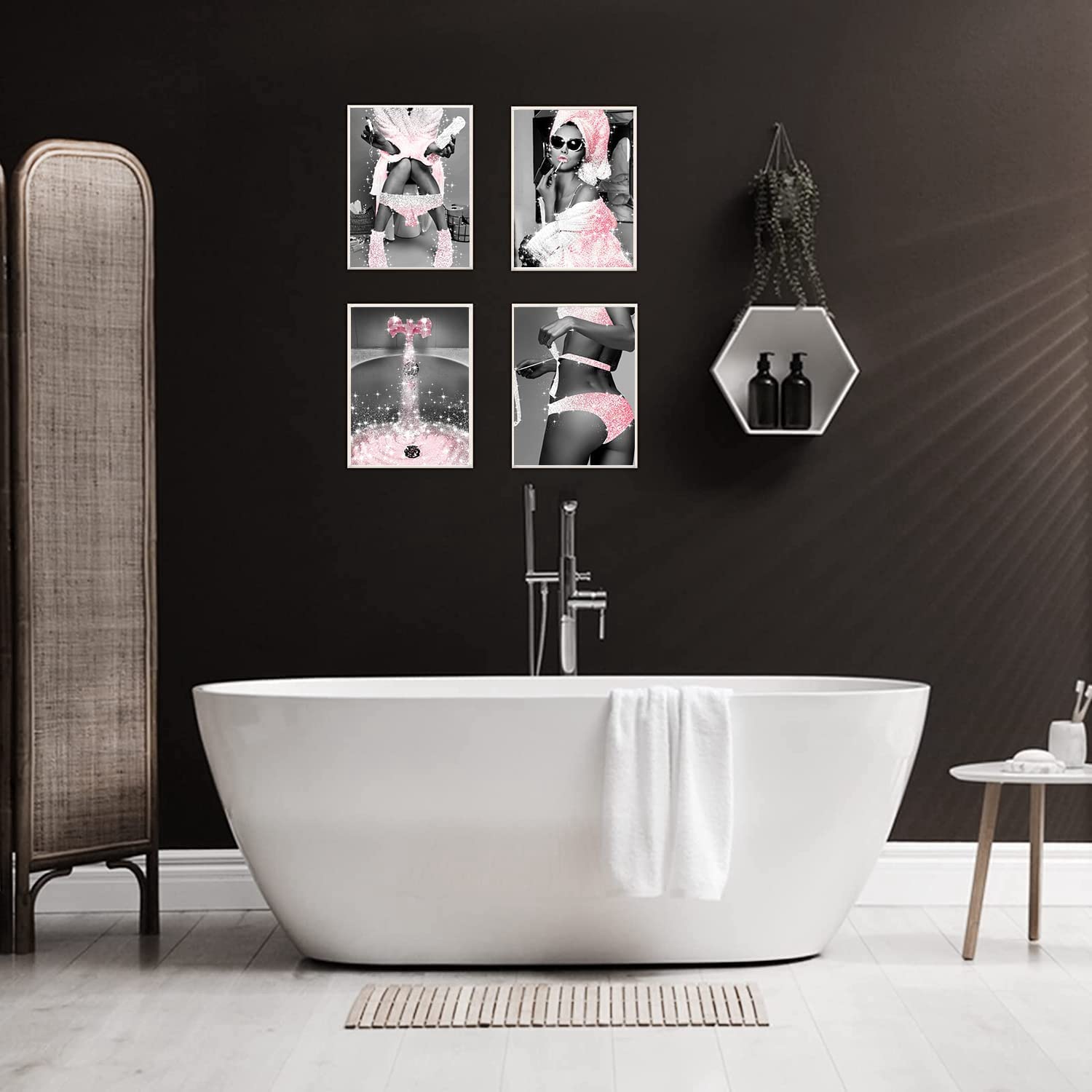MKHFUW Bathroom Poster of Modern Women, Fashionable Bathroom Wall Decoration, 6-Piece Set, Bathroom Art - Image 3