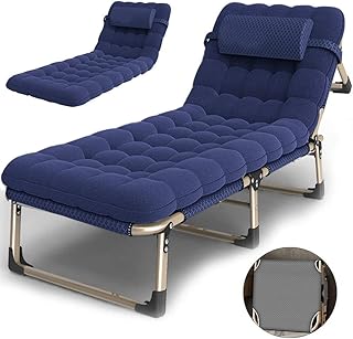 GGZONE Cadeira reclinável dobrável com almofadas, espreguiçadeiras ajustáveis, cadeiras reclináveis para serviço pesado, cadeiras reclináveis, escritório, almoço, para uso ao ar livre, pátio, acampamento, belas paisagens