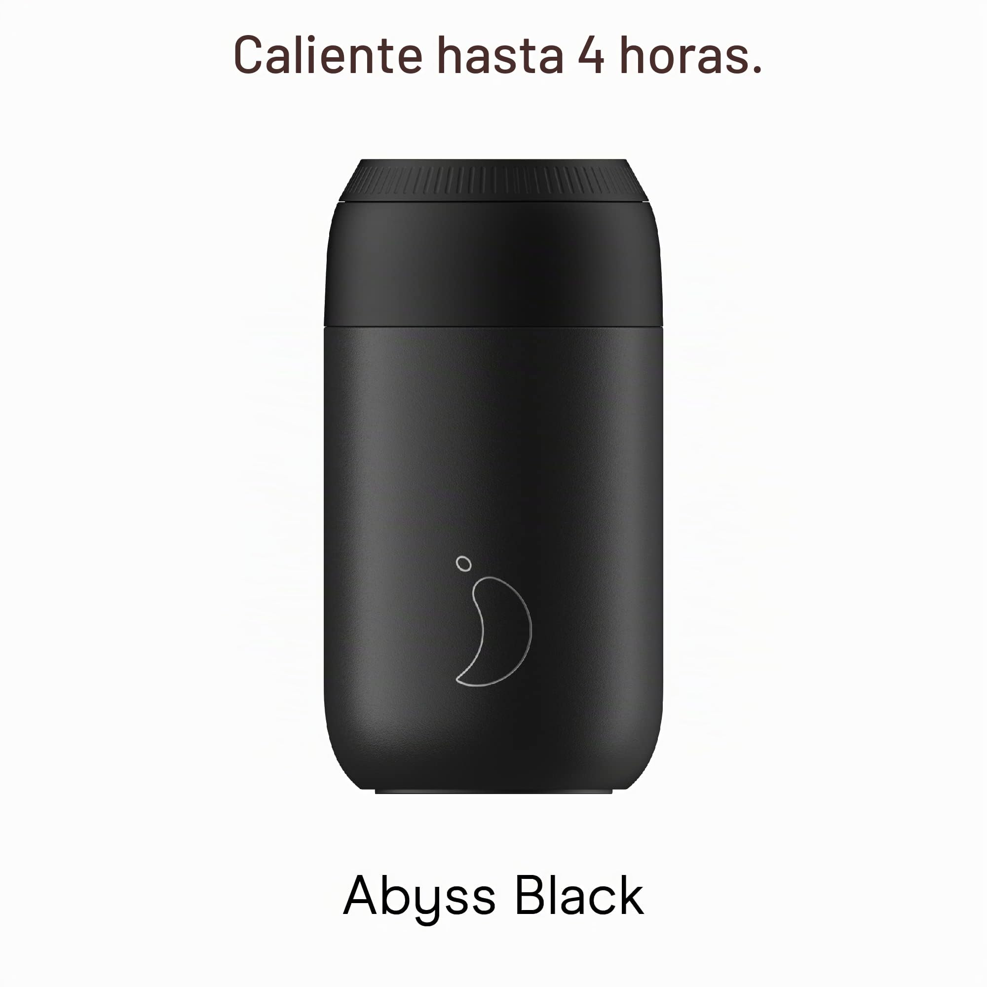 Chilly's Serie 2 Taza de Cafe Termica - Taza de Doble Pared con Tapa - Acero Inoxidable sin BPA - Abyss Black, 340ml