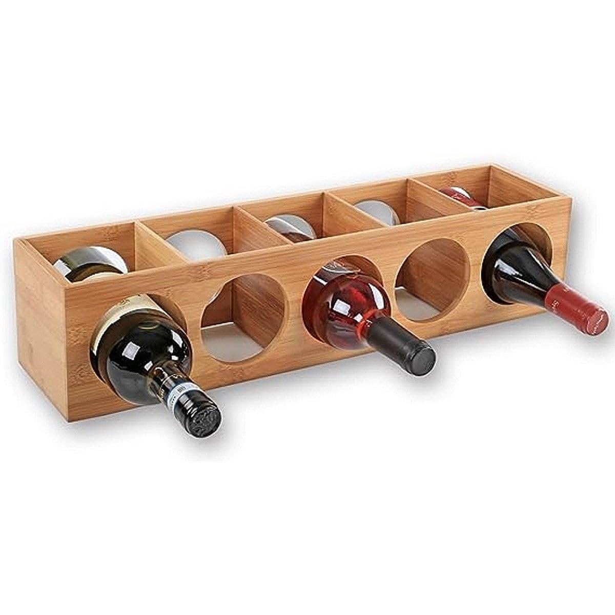LOLAhome Botellero de bambú natural apilable para 5 botellas de vino 53x13x13 cm