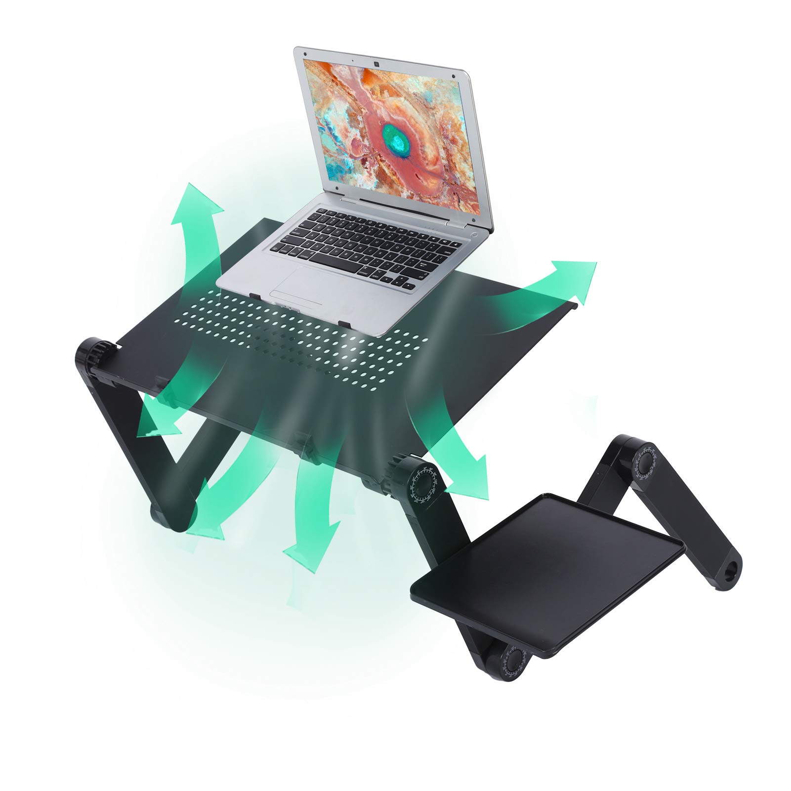 Tavolo per Laptop, Supporto per Laptop, scrivania per Laptop in Lega di Alluminio con Scheda per Mouse Supporto per Computer Pieghevole Regolabile in Lega di Alluminio Portatile