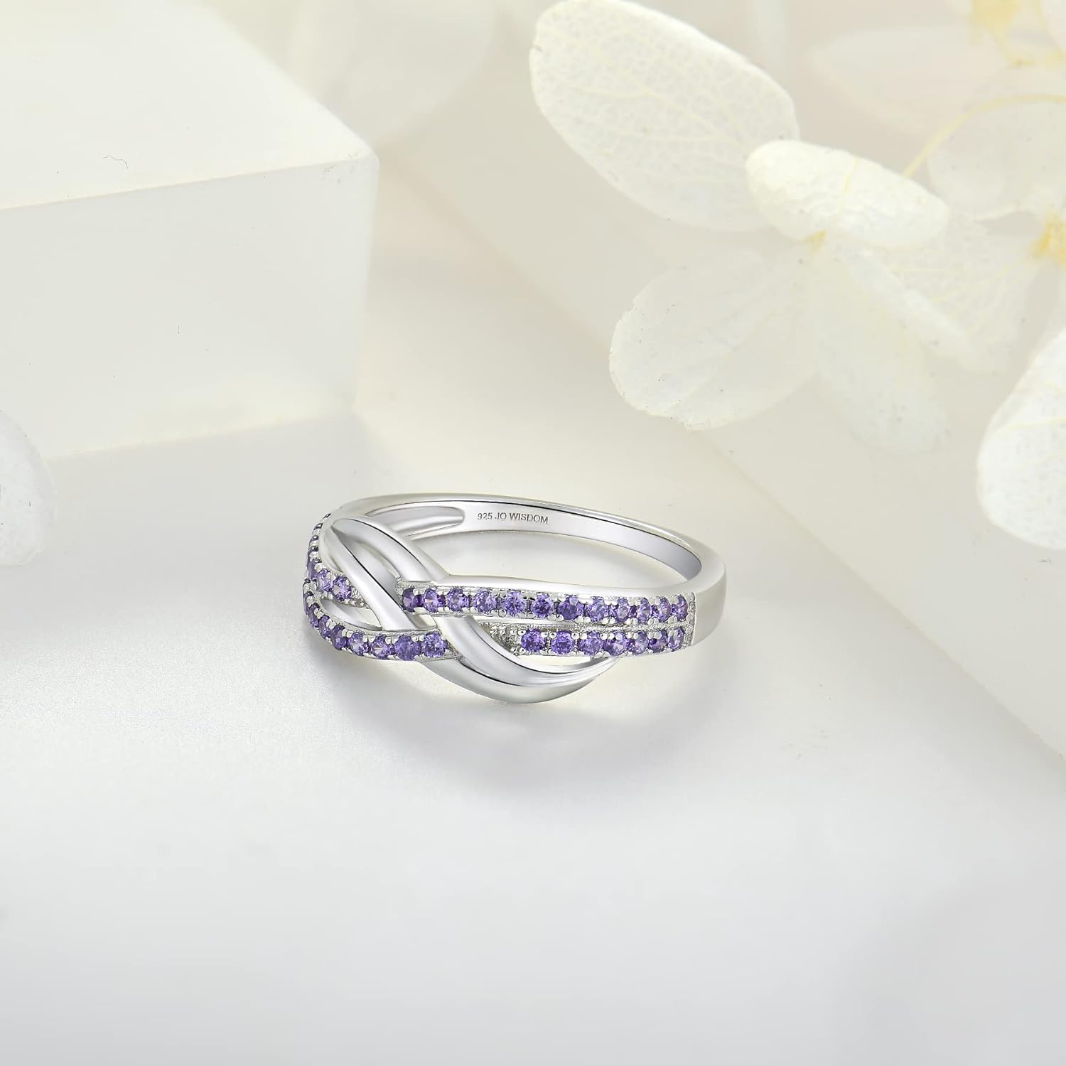 JO WISDOM Women Celtic Knot Rings,Criss-Cross X Shape Promise Rings for Women with Cubic Zirconia,925 Sterling Silver Rings - Image 3