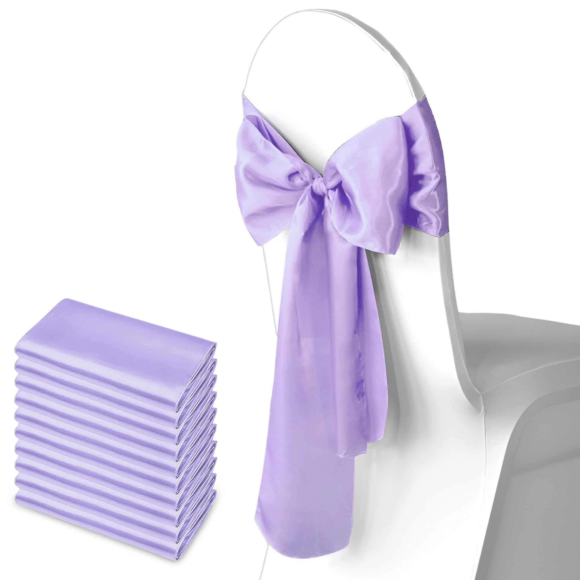 Trimming Shop 7" x 108" Lavender Satin Chair Saheses, 10 pcs โ image 1