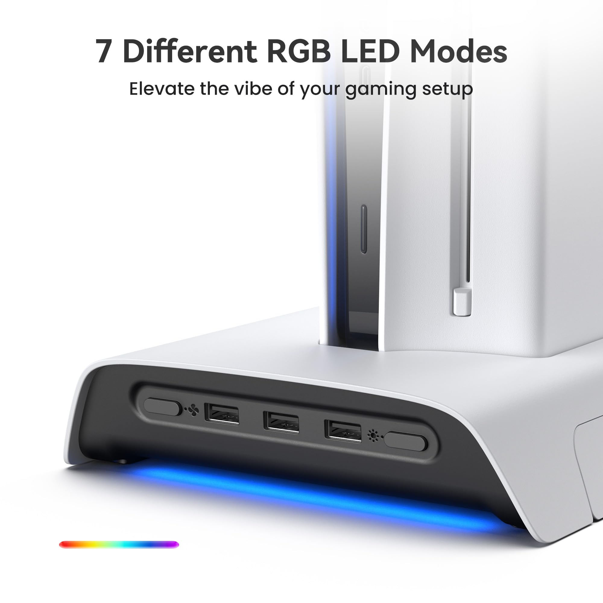 KIWI design D3 Supporto di Raffreddamento e Stazione di Carica PS5 Slim con Controller RGB, Ventola a 2 Livelli