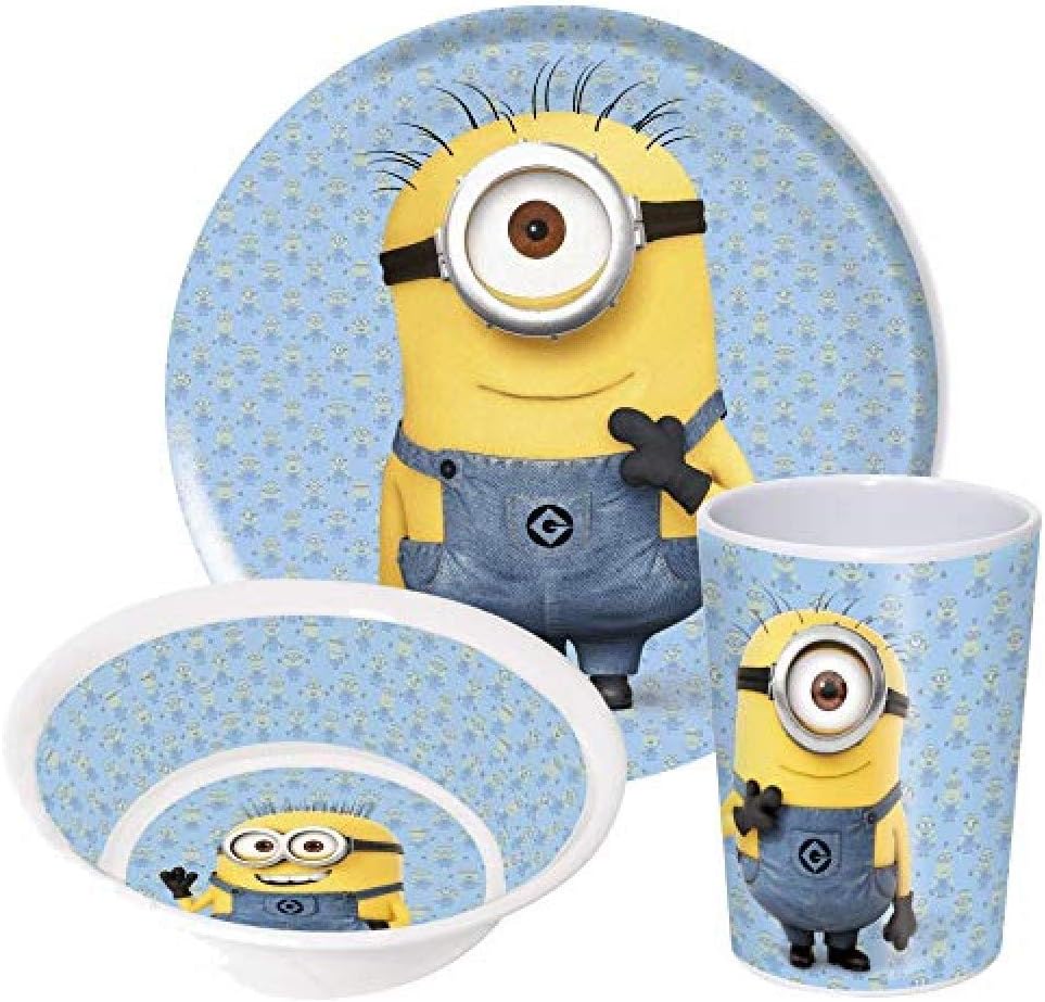 Official Minions Despicable Me 3Pcs Coloured Melamine Dining Set