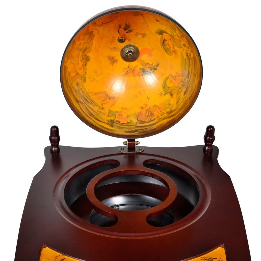 Tidyard Mueble Bar con Ruedas en Forma de Globo Terráqueo Estante de Botellas Botellero de Madera para Vino Licor Bebidas y Bebidas Decoración para Hogar Oficina 77x45x99cm