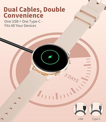 Miniatura 9 de SUNKTA Reloj inteligente para mujer (respuestahacer llamadas), reloj inteligente con pantalla Amoled de 1.32 pulgadas con frecuencia cardíaca,